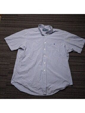 Polo Ralph Lauren Mens XL Blue Check Classic Fit Short Sleeve Button Down Shirt